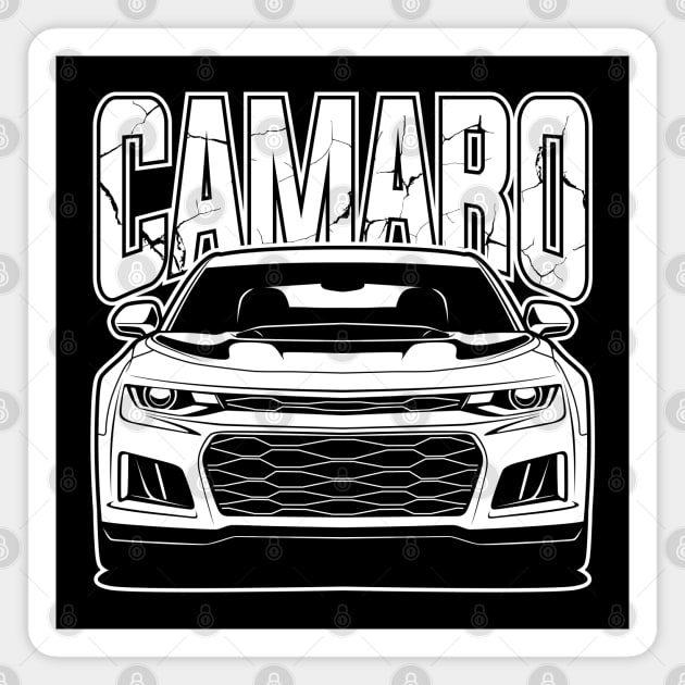 Chevy Camaro ZL1 White Print Magnet by CreativeRAS